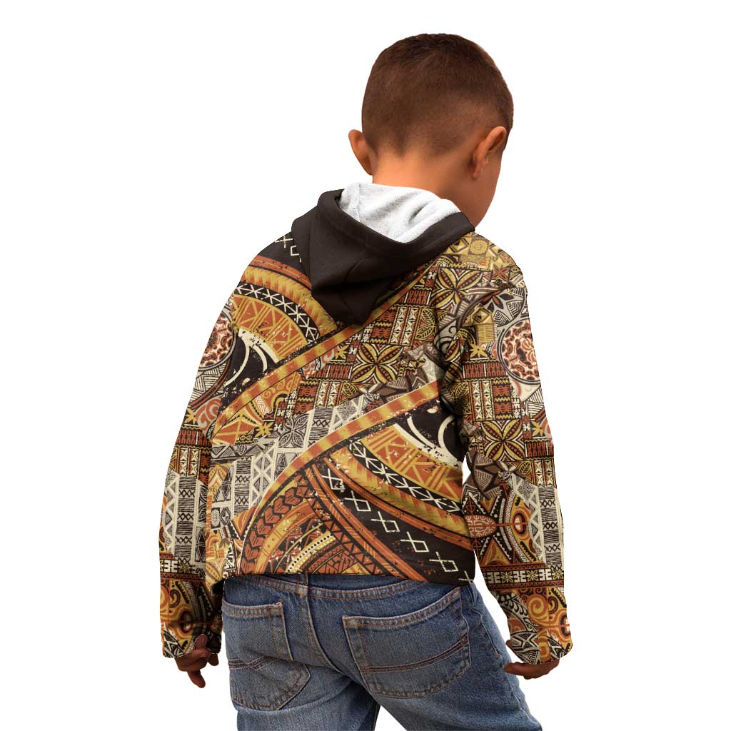 Hawaiian Style Tapa Kid Hoodie Vintage Seamless Pattern - Polynesian Pride
