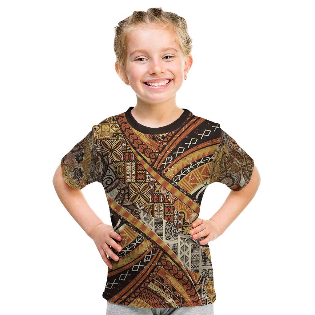 Hawaiian Style Tapa Kid T Shirt Vintage Seamless Pattern - Polynesian Pride