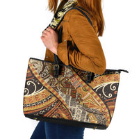 Hawaiian Style Tapa Leather Tote Bag Vintage Seamless Pattern LT9 Red - Polynesian Pride