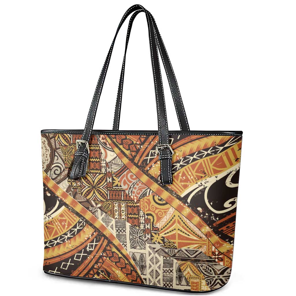 Hawaiian Style Tapa Leather Tote Bag Vintage Seamless Pattern LT9 - Polynesian Pride