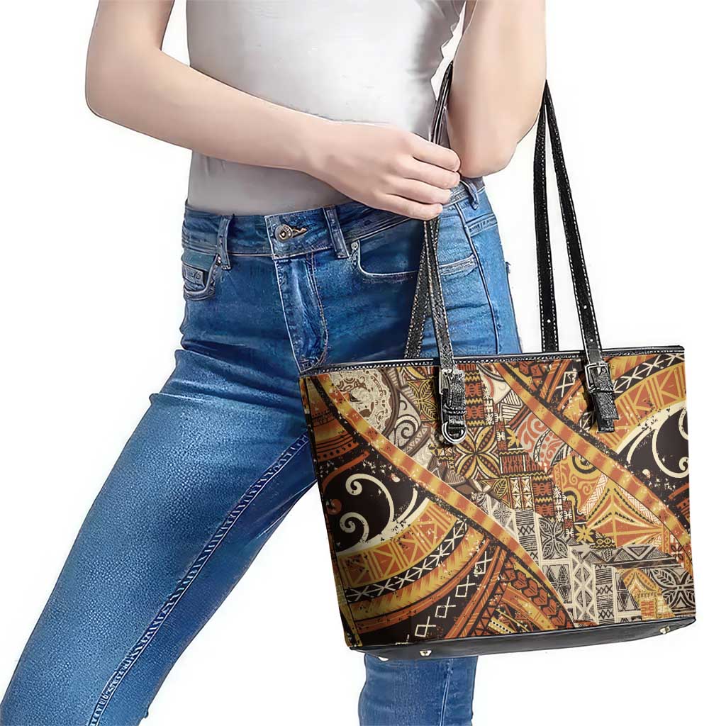 Hawaiian Style Tapa Leather Tote Bag Vintage Seamless Pattern LT9 - Polynesian Pride