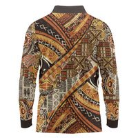 Hawaiian Style Tapa Long Sleeve Polo Shirt Vintage Seamless Pattern - Polynesian Pride