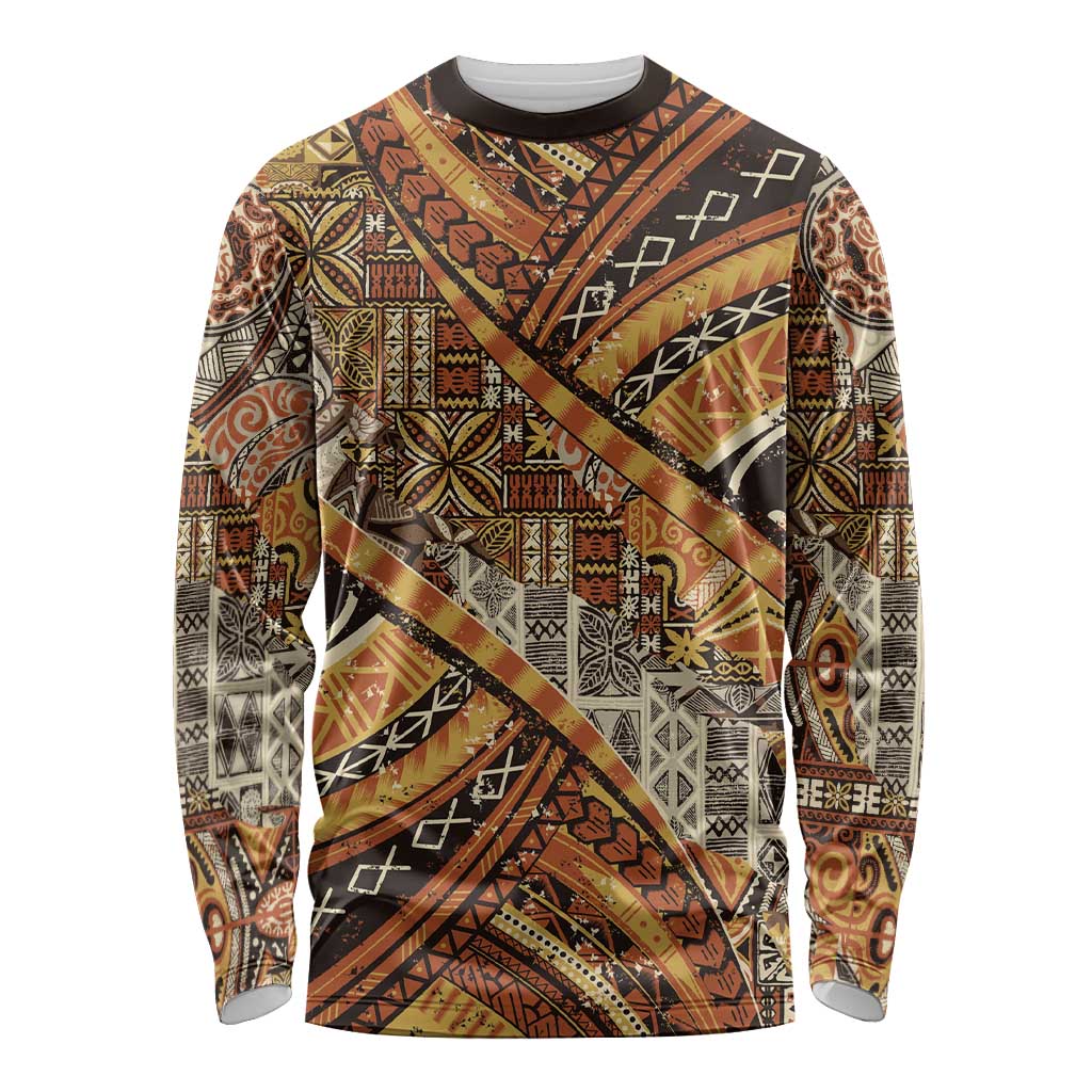 Hawaiian Style Tapa Long Sleeve Shirt Vintage Seamless Pattern - Polynesian Pride
