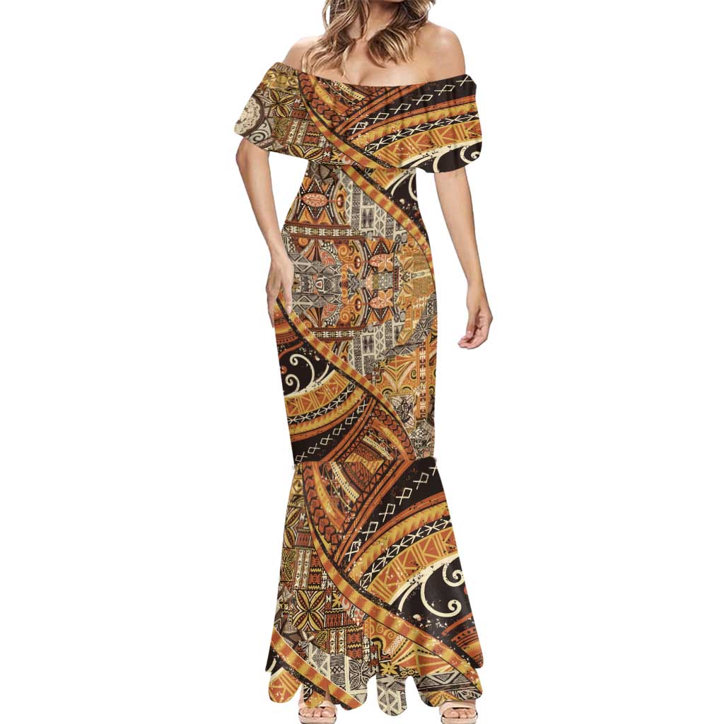 Hawaiian Style Tapa Mermaid Dress Vintage Seamless Pattern - Polynesian Pride