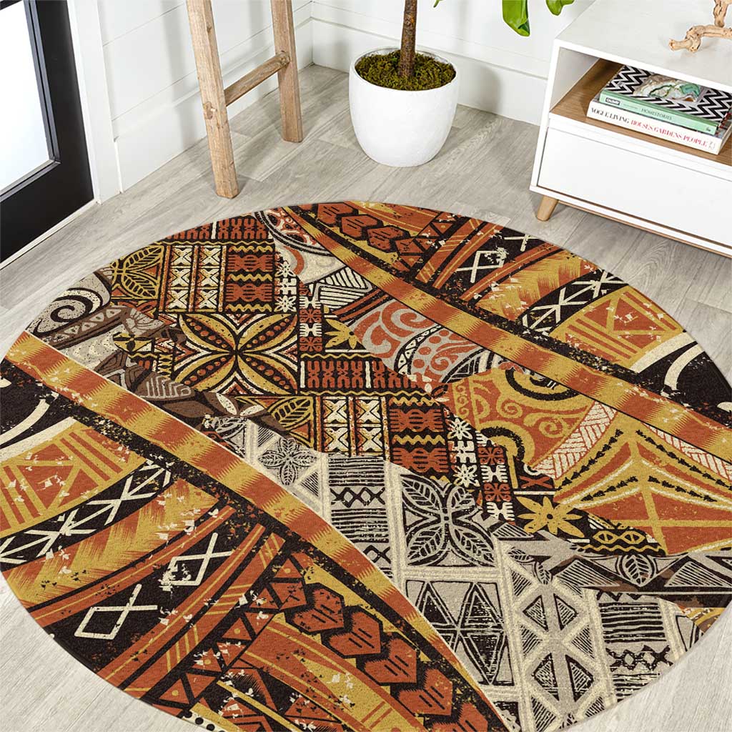 Hawaiian Style Tapa Round Carpet Vintage Seamless Pattern LT9 Red - Polynesian Pride