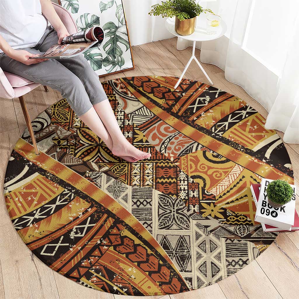 Hawaiian Style Tapa Round Carpet Vintage Seamless Pattern - Polynesian Pride