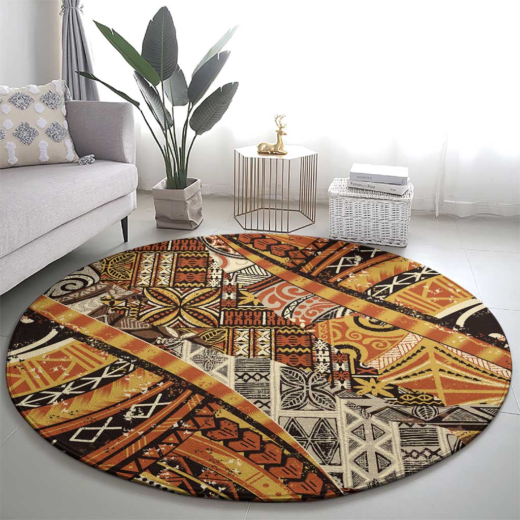 Hawaiian Style Tapa Round Carpet Vintage Seamless Pattern - Polynesian Pride