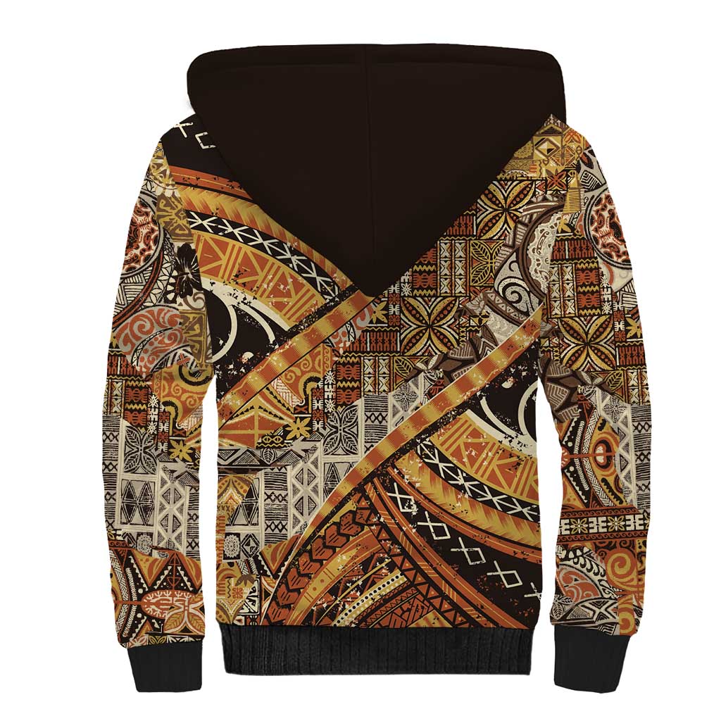 Hawaiian Style Tapa Sherpa Hoodie Vintage Seamless Pattern - Polynesian Pride