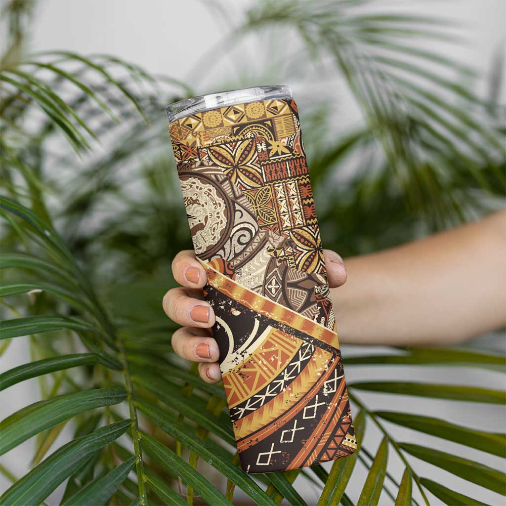 Hawaiian Style Tapa Skinny Tumbler Vintage Seamless Pattern - Polynesian Pride