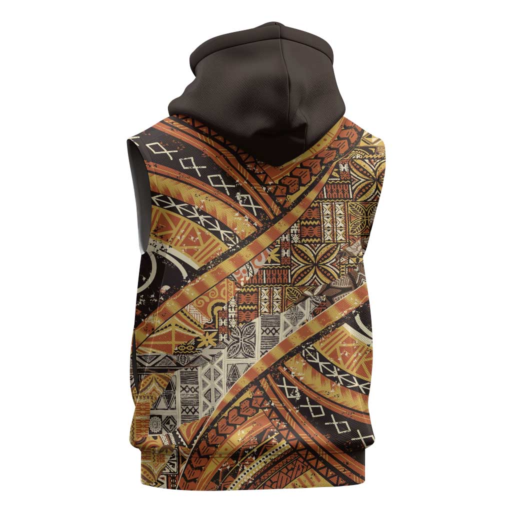 Hawaiian Style Tapa Sleeveless Hoodie Vintage Seamless Pattern - Polynesian Pride