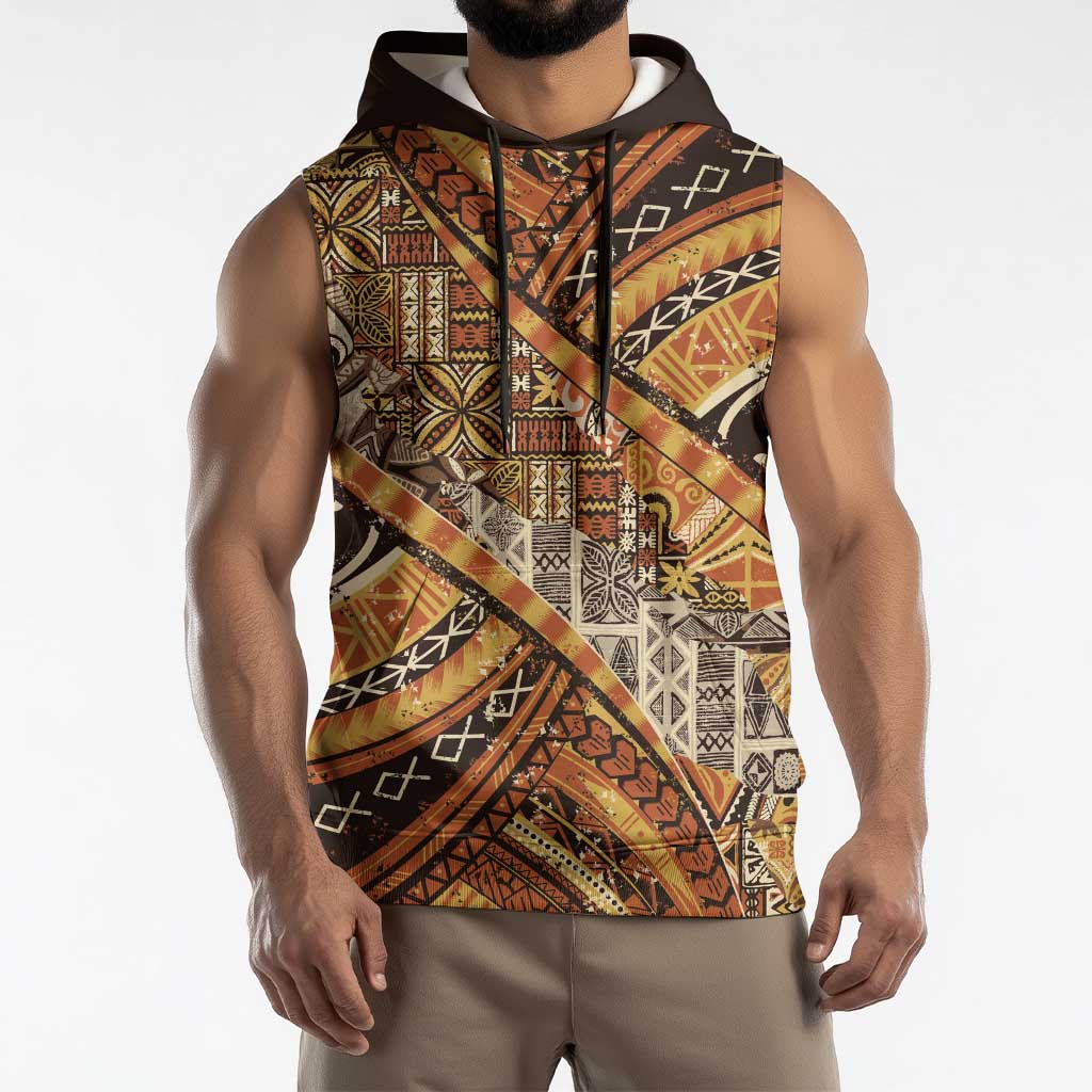 Hawaiian Style Tapa Sleeveless Hoodie Vintage Seamless Pattern - Polynesian Pride