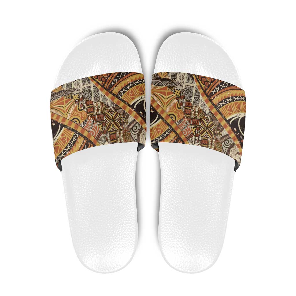 Hawaiian Style Tapa Slide Sandals Vintage Seamless Pattern - Polynesian Pride