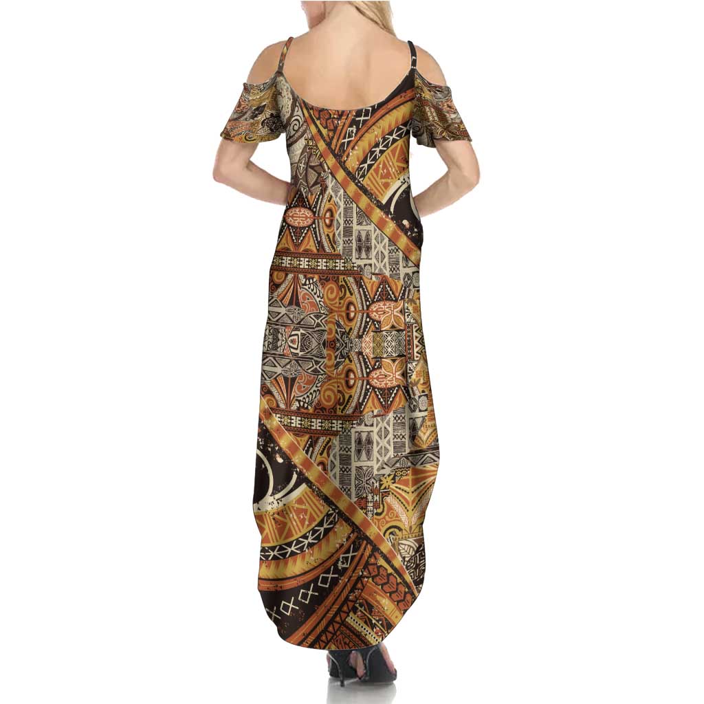 Hawaiian Style Tapa Summer Maxi Dress Vintage Seamless Pattern - Polynesian Pride