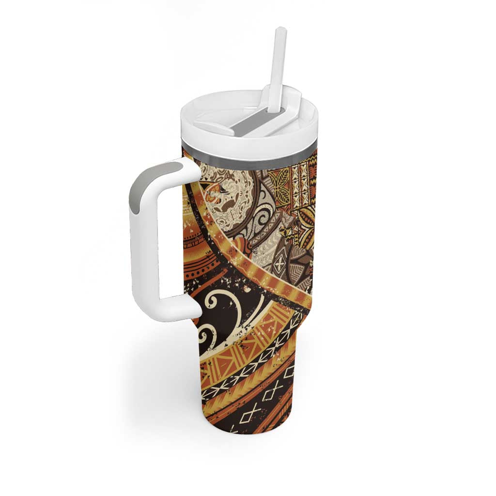 Hawaiian Style Tapa Tumbler With Handle Vintage Seamless Pattern - Polynesian Pride