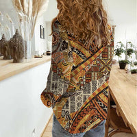 Hawaiian Style Tapa Women Casual Shirt Vintage Seamless Pattern - Polynesian Pride