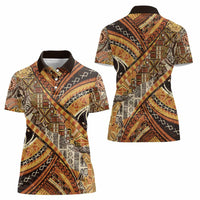 Hawaiian Style Tapa Women Polo Shirt Vintage Seamless Pattern - Polynesian Pride