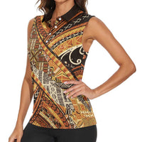 Hawaiian Style Tapa Women Sleeveless Polo Shirt Vintage Seamless Pattern - Polynesian Pride