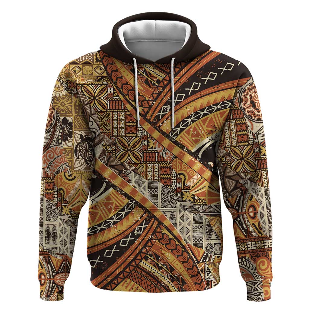 Hawaiian Style Tapa Zip Hoodie Vintage Seamless Pattern - Polynesian Pride