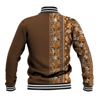 Hawaiian Tribal Elements Hibiscus Baseball Jacket Gold Pattern - Polynesian Pride