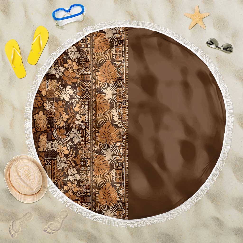 Hawaiian Tribal Elements Hibiscus Beach Blanket Gold Pattern LT9 One Size 150cm Gold - Polynesian Pride