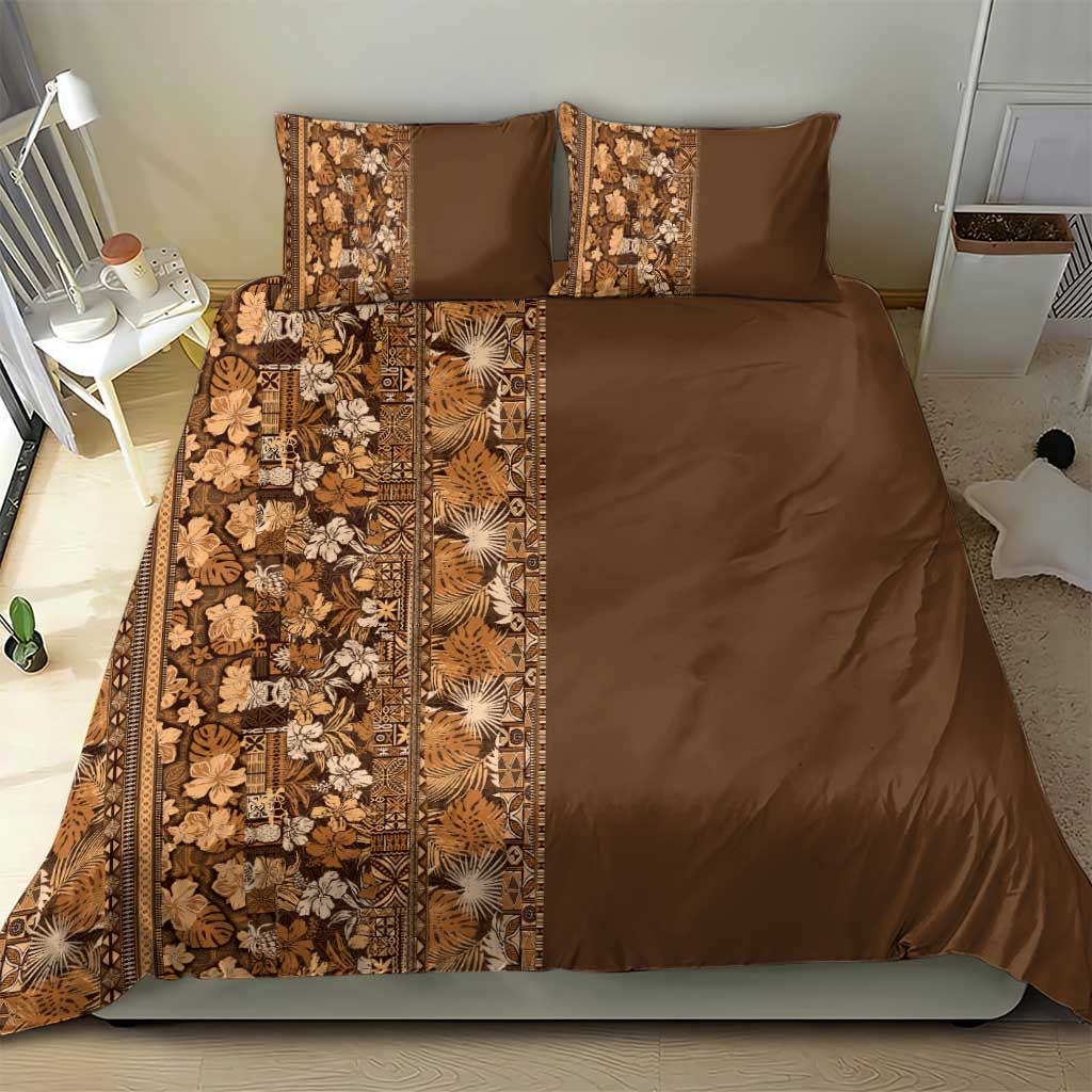 Hawaiian Tribal Elements Hibiscus Bedding Set Gold Pattern - Polynesian Pride