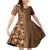 Hawaiian Tribal Elements Hibiscus Family Matching Off Shoulder Short Dress and Hawaiian Shirt Gold Pattern - Polynesian Pride
