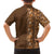 Hawaiian Tribal Elements Hibiscus Family Matching Summer Maxi Dress and Hawaiian Shirt Gold Pattern - Polynesian Pride