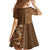 Hawaiian Tribal Elements Hibiscus Family Matching Summer Maxi Dress and Hawaiian Shirt Gold Pattern - Polynesian Pride
