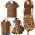 Hawaiian Tribal Elements Hibiscus Family Matching Summer Maxi Dress and Hawaiian Shirt Gold Pattern - Polynesian Pride