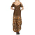 Hawaiian Tribal Elements Hibiscus Family Matching Summer Maxi Dress and Hawaiian Shirt Gold Pattern - Polynesian Pride
