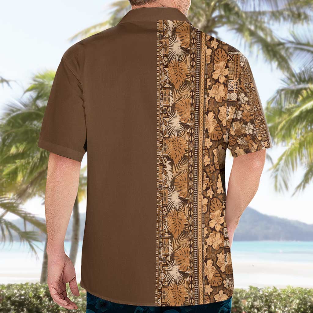 Hawaiian Tribal Elements Hibiscus Hawaiian Shirt Gold Pattern - Polynesian Pride