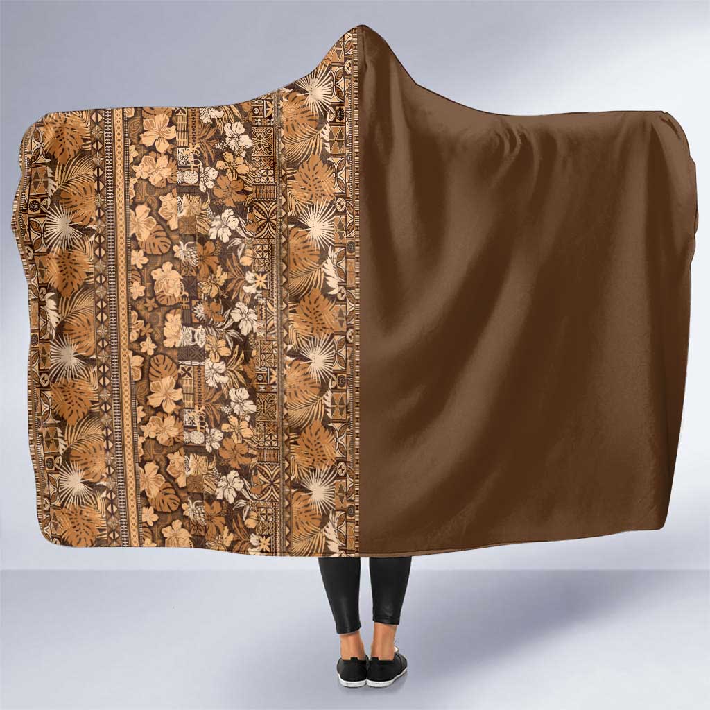 Hawaiian Tribal Elements Hibiscus Hooded Blanket Gold Pattern LT9 One Size Gold - Polynesian Pride