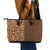 Hawaiian Tribal Elements Hibiscus Leather Tote Bag Gold Pattern - Polynesian Pride
