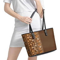 Hawaiian Tribal Elements Hibiscus Leather Tote Bag Gold Pattern LT9 - Polynesian Pride