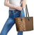 Hawaiian Tribal Elements Hibiscus Leather Tote Bag Gold Pattern - Polynesian Pride