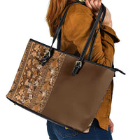 Hawaiian Tribal Elements Hibiscus Leather Tote Bag Gold Pattern LT9 - Polynesian Pride