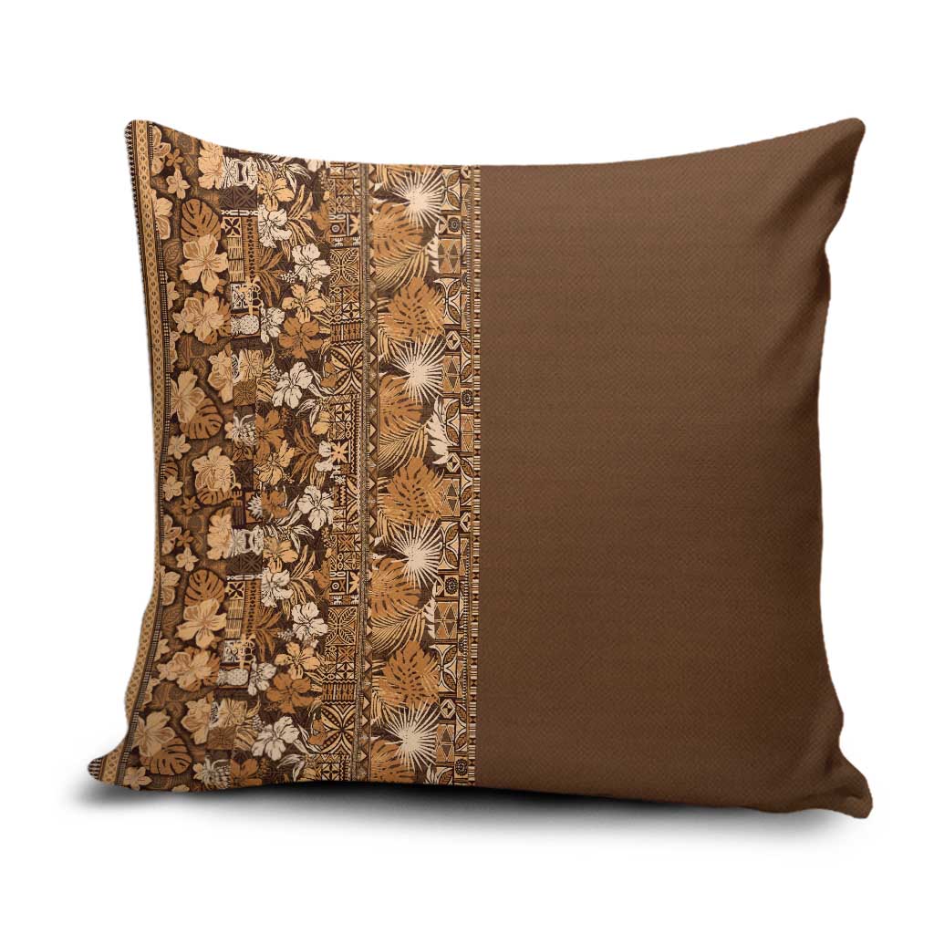 Hawaiian Tribal Elements Hibiscus Pillow Cover Gold Pattern - Polynesian Pride