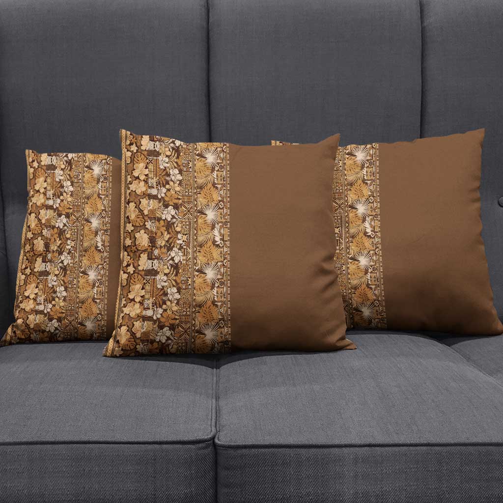 Hawaiian Tribal Elements Hibiscus Pillow Cover Gold Pattern - Polynesian Pride