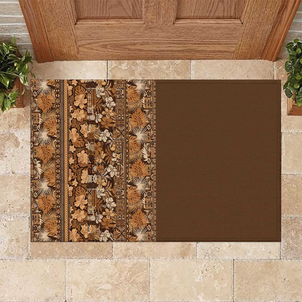 Hawaiian Tribal Elements Hibiscus Rubber Doormat Gold Pattern LT9 Gold - Polynesian Pride