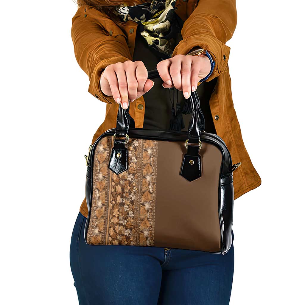 Hawaiian Tribal Elements Hibiscus Shoulder Handbag Gold Pattern LT9 One Size Gold - Polynesian Pride