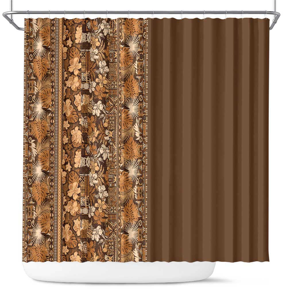 Hawaiian Tribal Elements Hibiscus Shower Curtain Gold Pattern LT9 Gold - Polynesian Pride