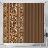 Hawaiian Tribal Elements Hibiscus Shower Curtain Gold Pattern - Polynesian Pride