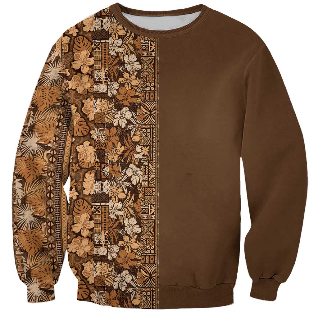 Hawaiian Tribal Elements Hibiscus Sweatshirt Gold Pattern LT9 Unisex Gold - Polynesian Pride
