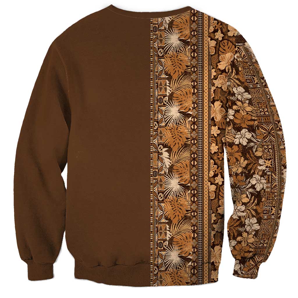Hawaiian Tribal Elements Hibiscus Sweatshirt Gold Pattern - Polynesian Pride