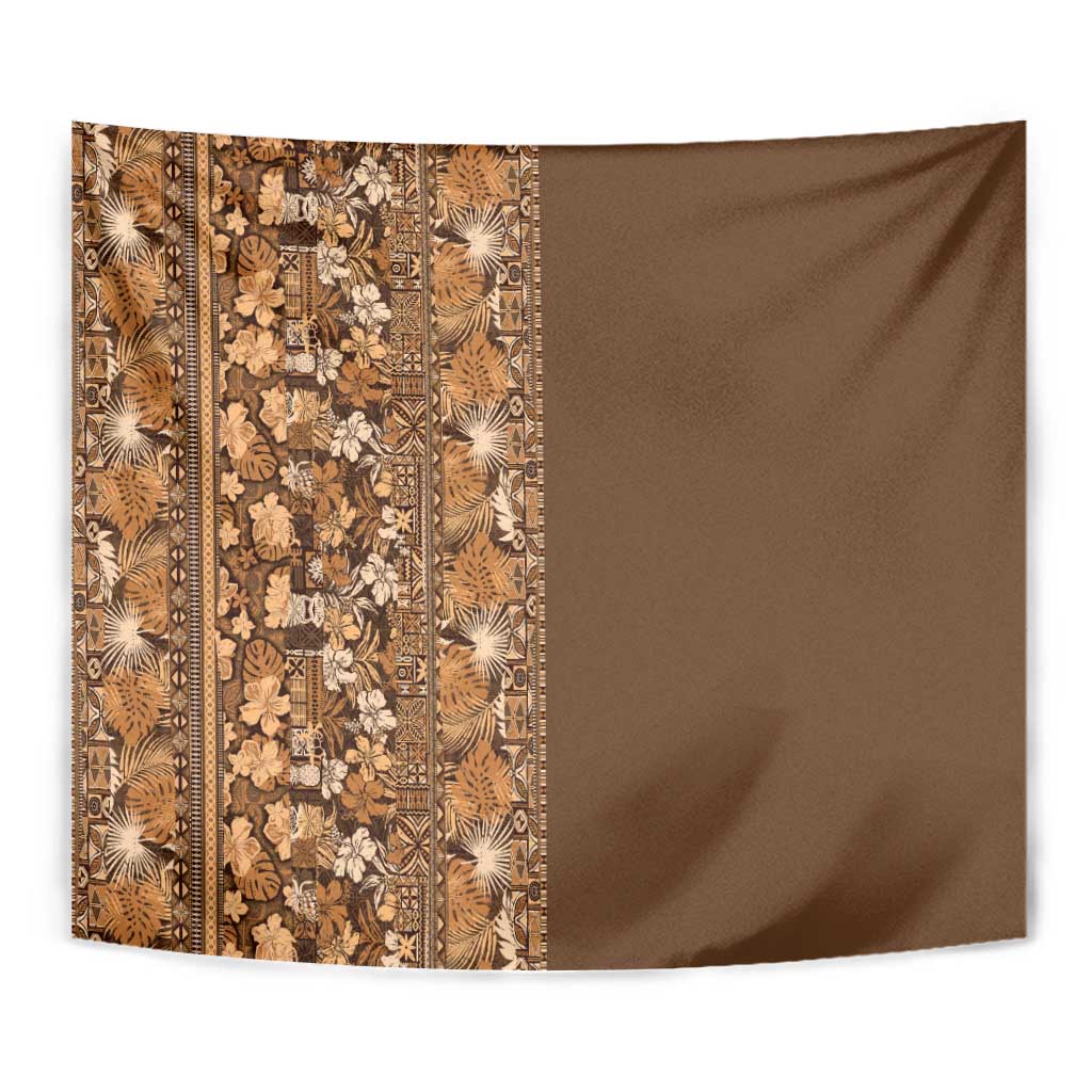 Hawaiian Tribal Elements Hibiscus Tapestry Gold Pattern - Polynesian Pride