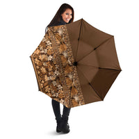 Hawaiian Tribal Elements Hibiscus Umbrella Gold Pattern - Polynesian Pride
