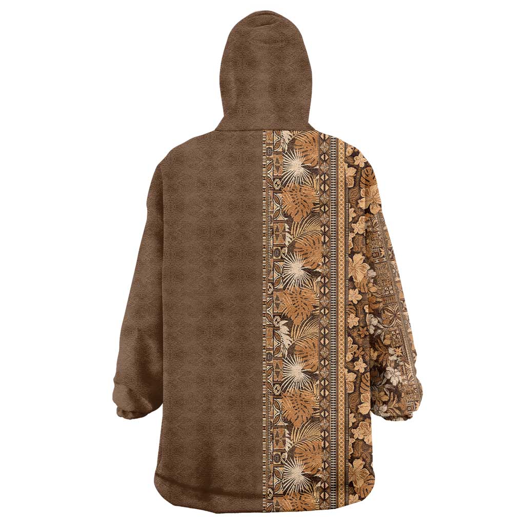 Hawaiian Tribal Elements Hibiscus Wearable Blanket Hoodie Gold Pattern LT9 - Polynesian Pride