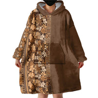 Hawaiian Tribal Elements Hibiscus Wearable Blanket Hoodie Gold Pattern LT9 - Polynesian Pride