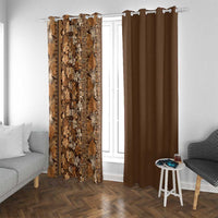 Hawaiian Tribal Elements Hibiscus Window Curtain Gold Pattern - Polynesian Pride