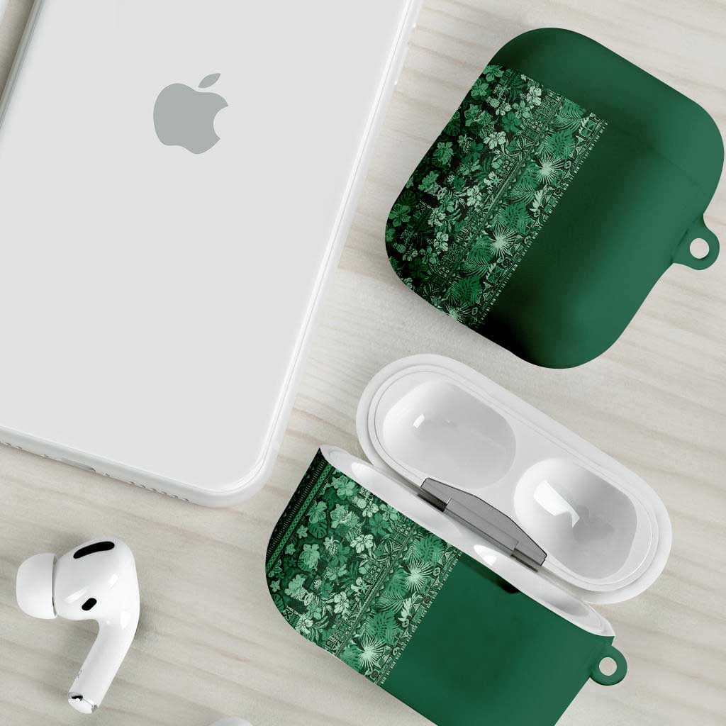 Hawaiian Tribal Elements Hibiscus AirPods Case Green Pattern LT9 - Polynesian Pride